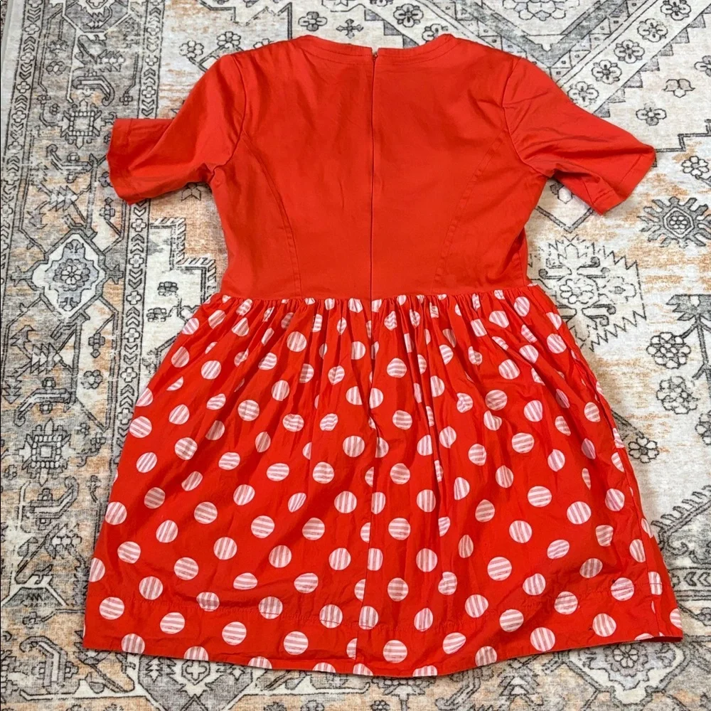 ANTHROPOLOGIE X MAEVE L Short-Sleeve Square-Neck Mini Dress W polka dot skirt